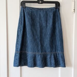 Ann Taylor A-Line Denim Skirt in Blue